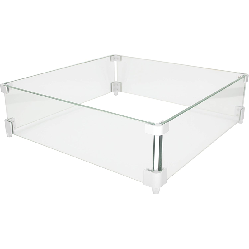 Fire Pit Wind Guard,Fire Pit Draft Shield ,20 x 20 Inch Fire Pit Draft Shield ,Square ,8mm Thickness ,Fire Pit Glass Draft Shield