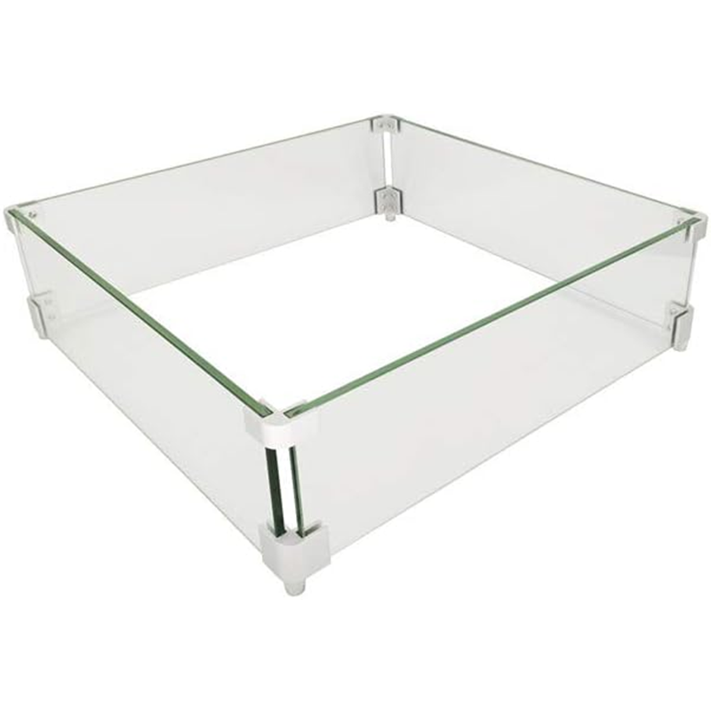 Fire Pit Wind Guard,Fire Pit Draft Shield ,20 x 20 Inch Fire Pit Draft Shield ,Square ,8mm Thickness ,Fire Pit Glass Draft Shield