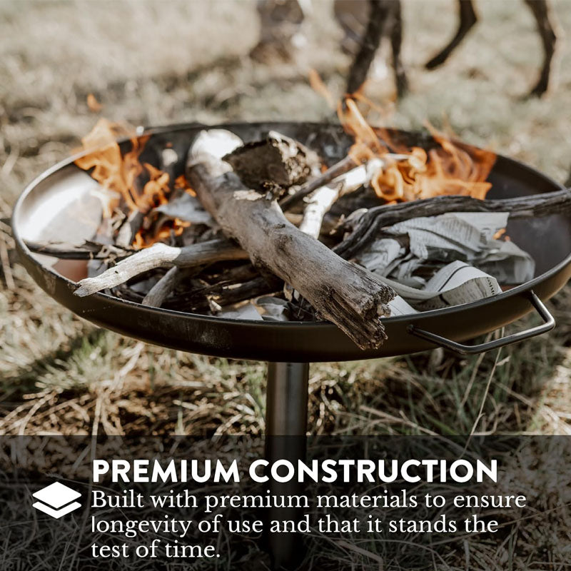 23 in Outdoor Fire Bowl Durable Alloy Steel Fire Pits for Outside Portable Handles for Backyard Porch Deck Camping