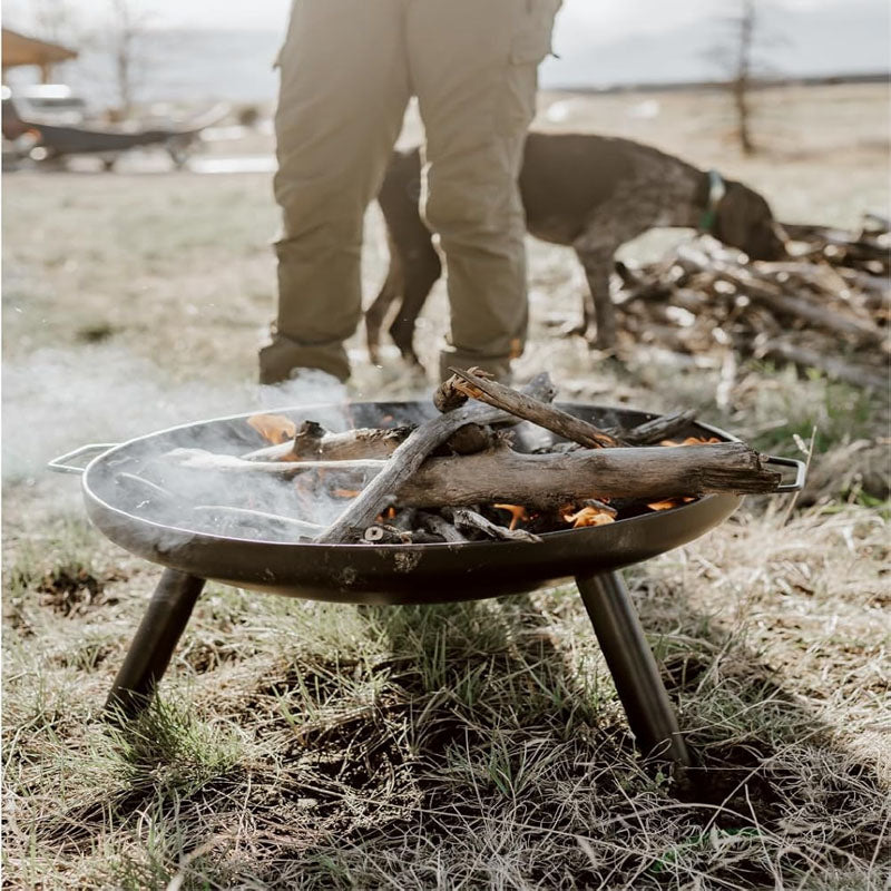 23 in Outdoor Fire Bowl Durable Alloy Steel Fire Pits for Outside Portable Handles for Backyard Porch Deck Camping