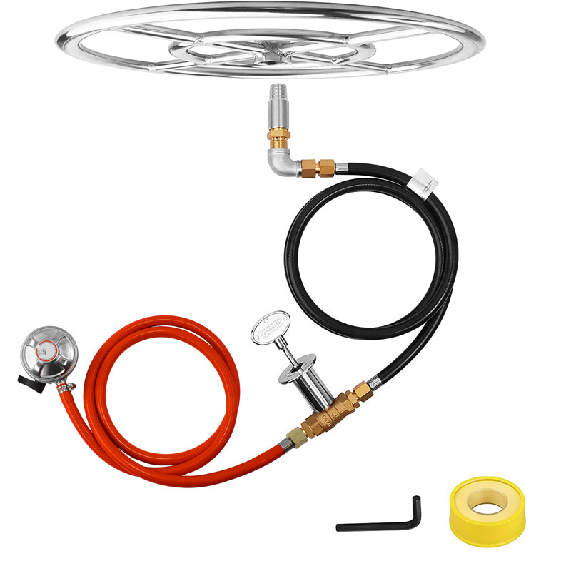 Gas Regulator Propane Gas Fire Pit Stainless Steel Burner Ring Installation Kit150 000 Btu 12 Inch Fire Pit Burner