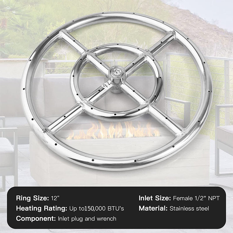 Gas Regulator Propane Gas Fire Pit Stainless Steel Burner Ring Installation Kit150 000 Btu 12 Inch Fire Pit Burner