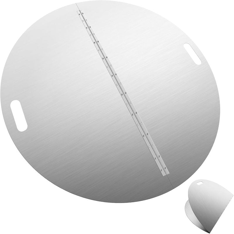40Inch Fire Pit Lid Round 304 Stainless Steel Foldable Edge Built-in Handle for Any Round Patio Fire Pits