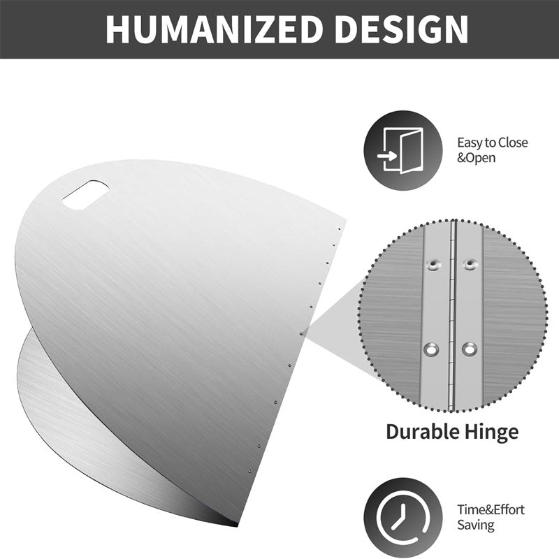 40Inch Fire Pit Lid Round 304 Stainless Steel Foldable Edge Built-in Handle for Any Round Patio Fire Pits