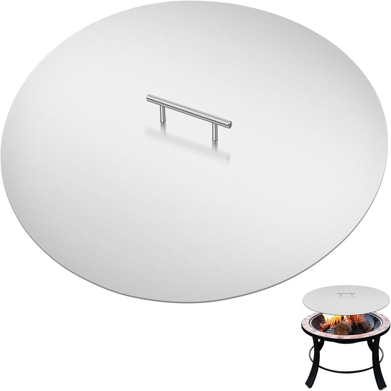 27.4" Round fire Pit lid Fit 25" Round Fire Pit Burner Stainless Steel Fire Pit Cover with Handle High Tmperature Tesistant