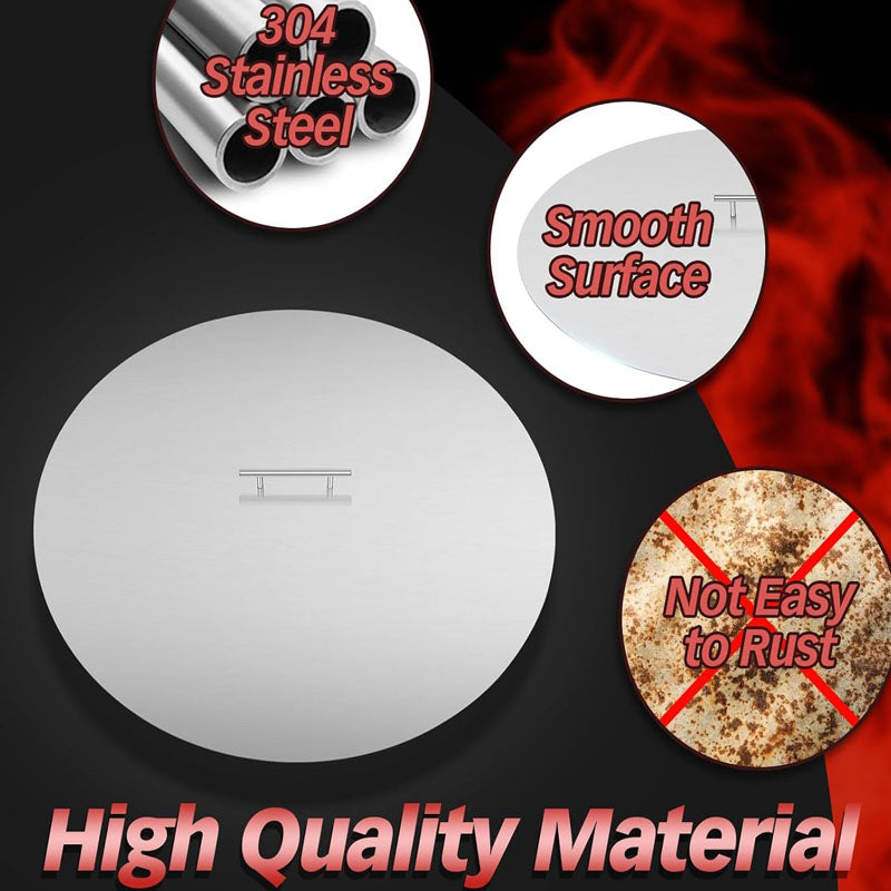27.4" Round fire Pit lid Fit 25" Round Fire Pit Burner Stainless Steel Fire Pit Cover with Handle High Tmperature Tesistant