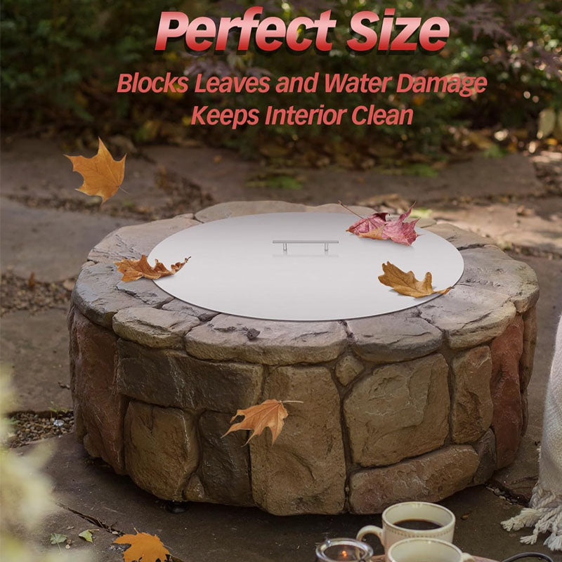 27.4" Round fire Pit lid Fit 25" Round Fire Pit Burner Stainless Steel Fire Pit Cover with Handle High Tmperature Tesistant