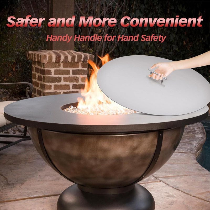 27.4" Round fire Pit lid Fit 25" Round Fire Pit Burner Stainless Steel Fire Pit Cover with Handle High Tmperature Tesistant