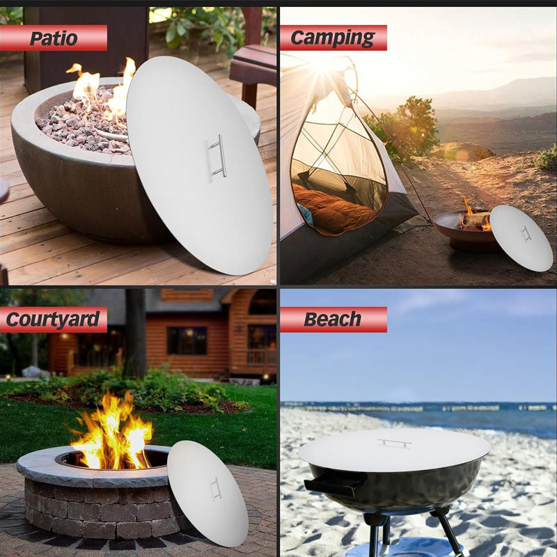 27.4" Round fire Pit lid Fit 25" Round Fire Pit Burner Stainless Steel Fire Pit Cover with Handle High Tmperature Tesistant