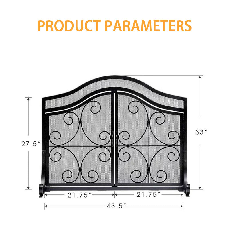 Fireplace Fence, Fireproof Fireplace Screen, For Fireplace Decoration And Protection, Black