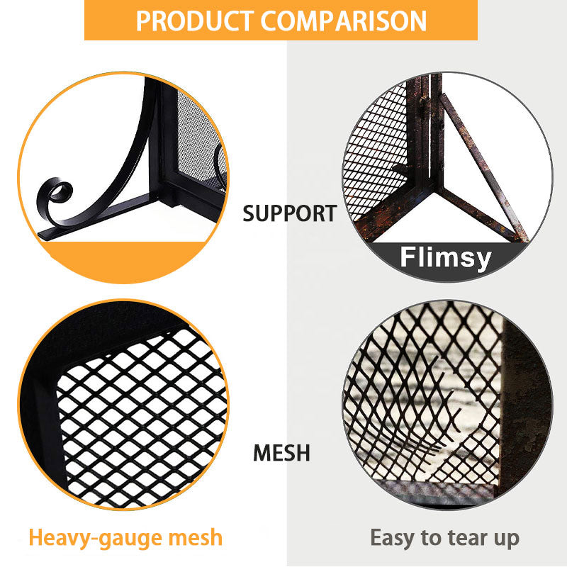 Fireplace Fence, Fireproof Fireplace Screen, For Fireplace Decoration And Protection, Black