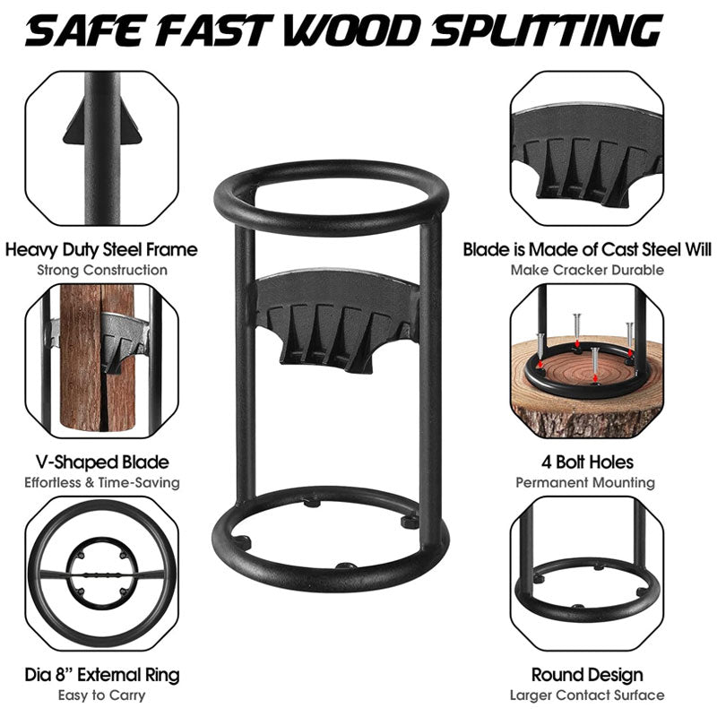 Wood Splitter, Manual Wood Splitter, Suitable For Small Wood Stoves And Fireplaces Manual Wood Splitter, Black