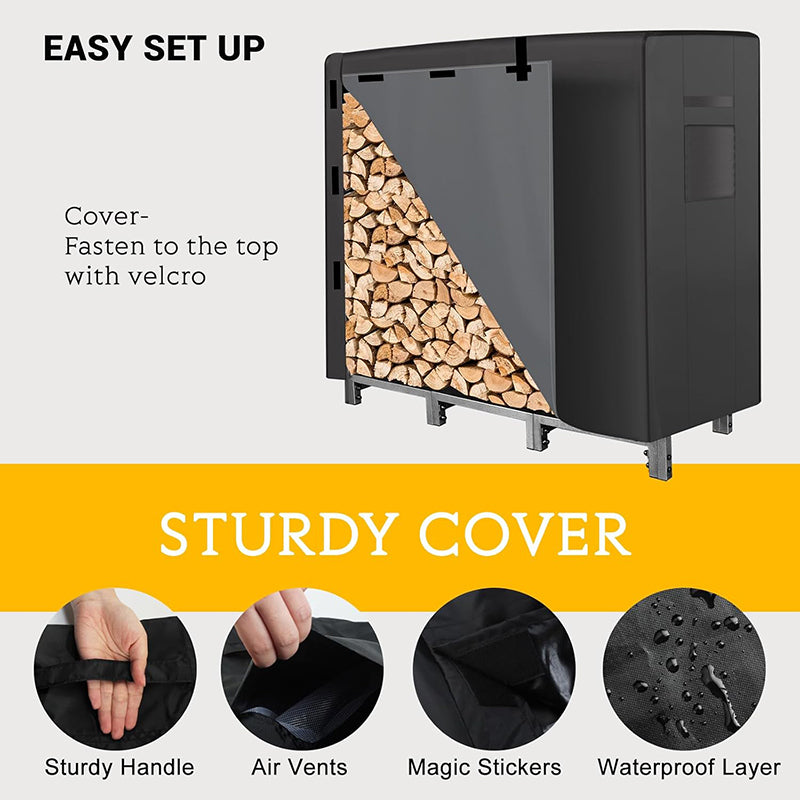 8 Legs Large Capacity Heavy Duty 4ft Firewood Rack Rust Resistant Steel Prevent Tipping Locks Keeps Logs Dry