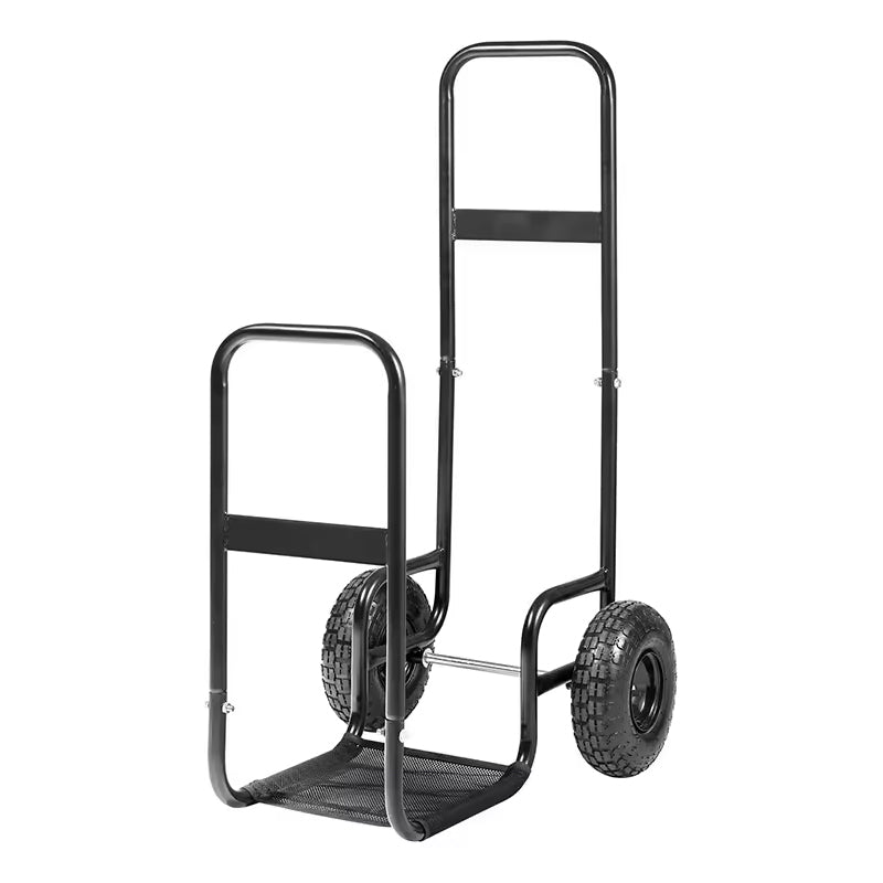 Firewood Rack Cart Mute Wheel Garden And Patio 250 Lbs Load Capacity Heavy-Duty Matte Carbon Steel Firewood Rack Cart
