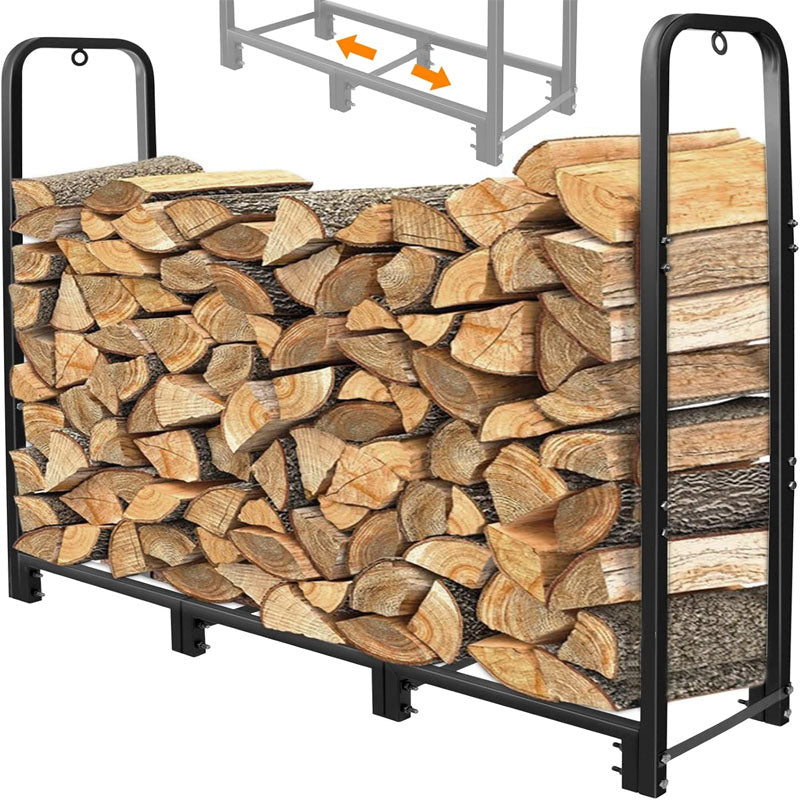 4ft Firewood Rack Heavy Duty Firewood Holder for Indoor Outdoor Metal Pile Log Stand Stacker Holder Matte Black