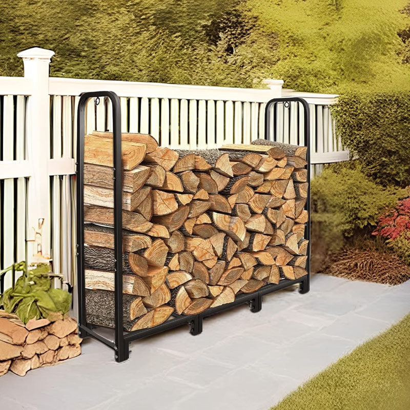 4ft Firewood Rack Heavy Duty Firewood Holder for Indoor Outdoor Metal Pile Log Stand Stacker Holder Matte Black