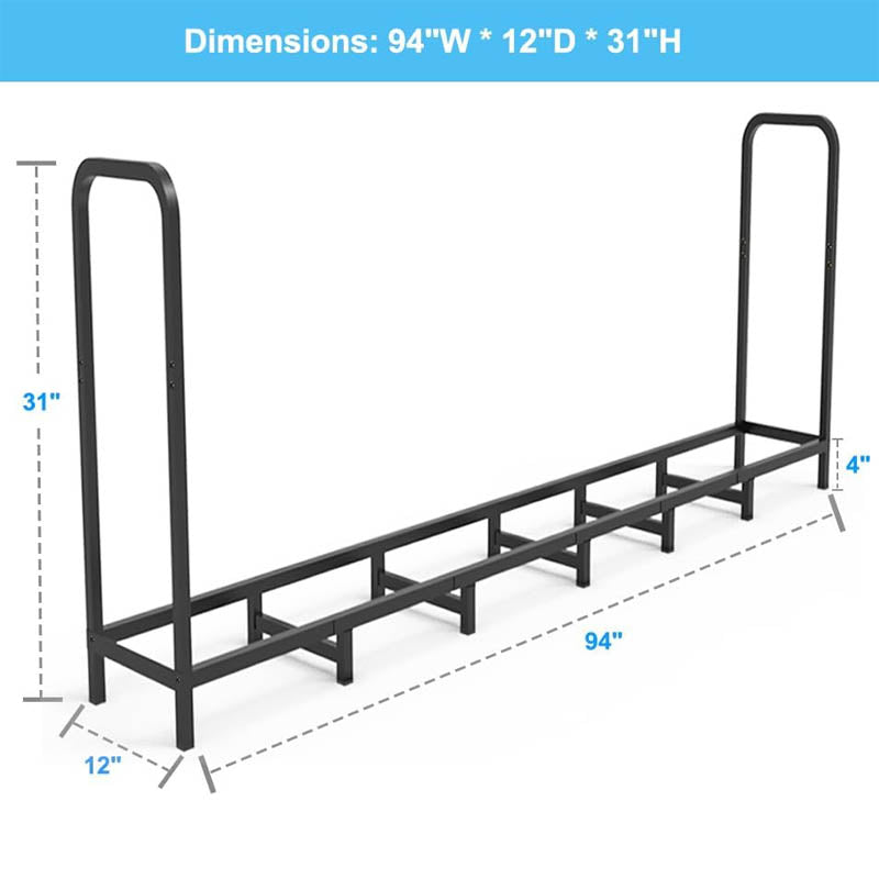 8ft Firewood Rack Holder Adjustable Heavy Duty Firewood Holder Outdoor Indoor Metal Wood Pile Storage Organizer