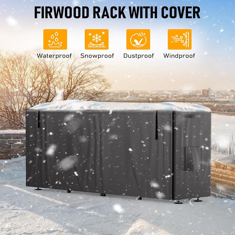 8FT Firewood Rack Indoor\outdoor Waterproof Adjustable Heavy Duty Logs Stand Stacker Holder for Fireplace Patio Deck