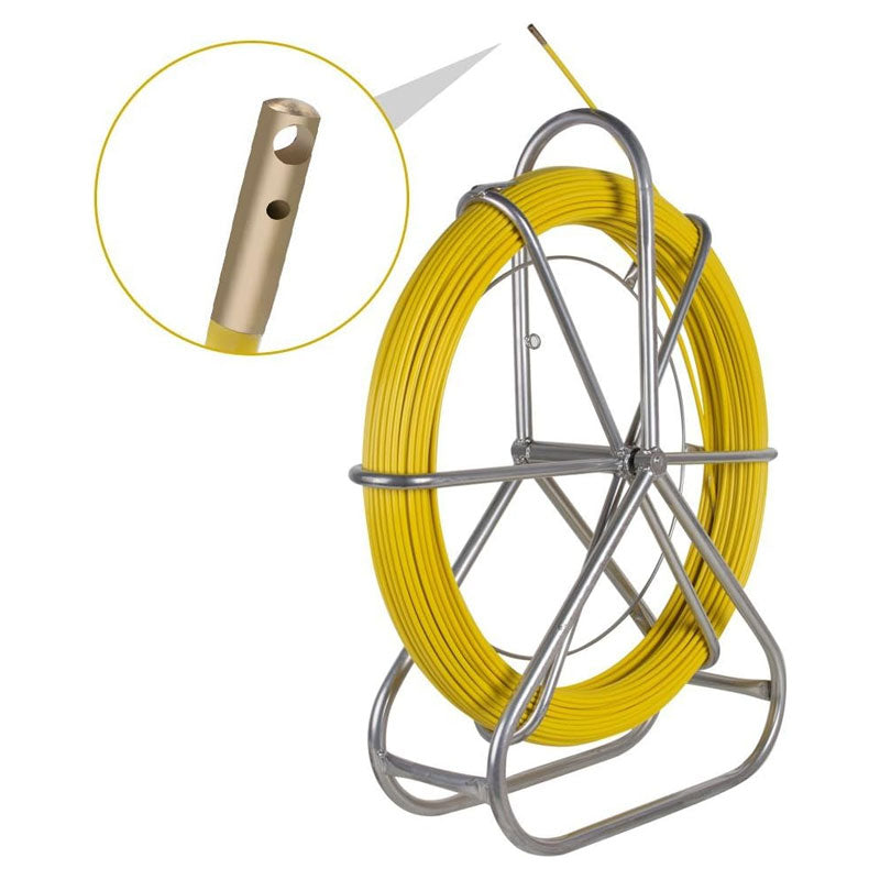 Fish Tape Fiberglass Reel Wire Cable Running Rod Pipe Dredge Fish Tape Puller 6mm, Salvage Tool For Wall And Electrical Duct