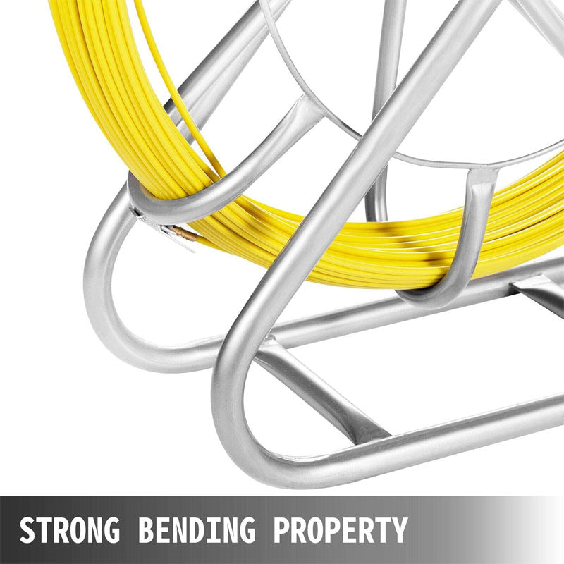 Fish Tape Fiberglass Reel Wire Cable Running Rod Pipe Dredge Fish Tape Puller 6mm, Salvage Tool For Wall And Electrical Duct