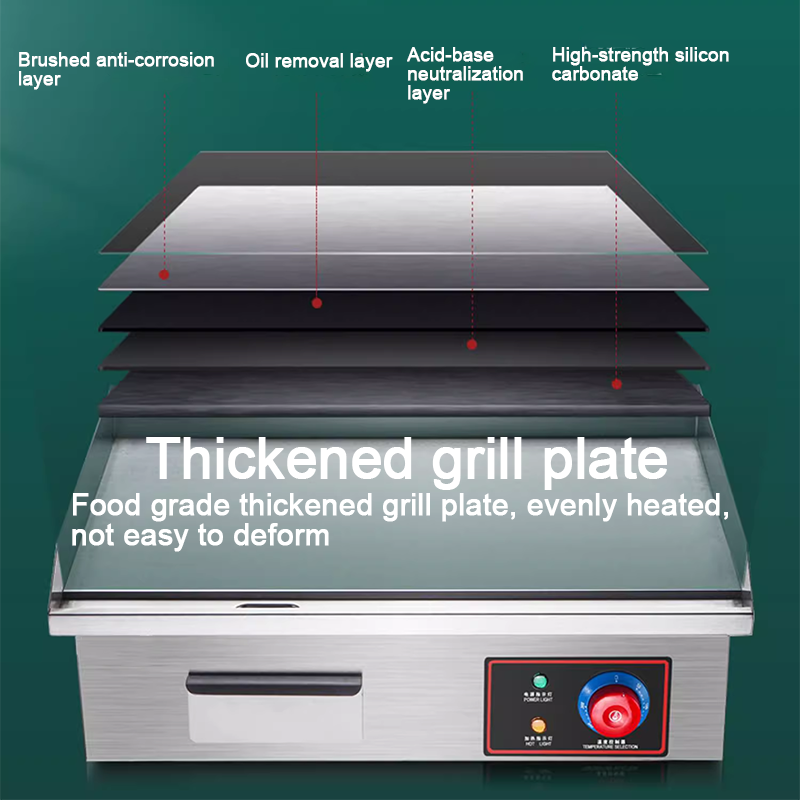 3Kw Electric Heating Flat Top Pan Hand-Grabbed Pancake Machine Commercial Electric Griddle Teppanyaki Equipment Cold Noodle Machine Commercial Stall