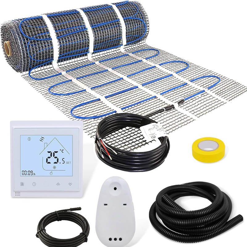 Floor Heating Mat 20 Sq. ft 120 V Electric Radiant Floor Heating System for Under Stone Upgraded Thermostat