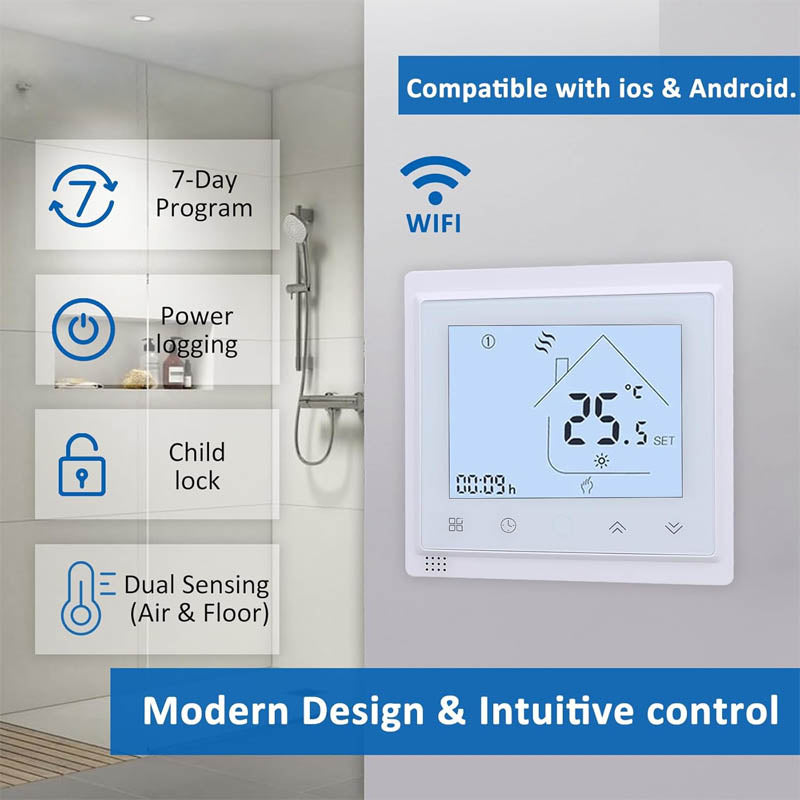 Floor Heating Mat 20 Sq. ft 120 V Electric Radiant Floor Heating System for Under Stone Upgraded Thermostat