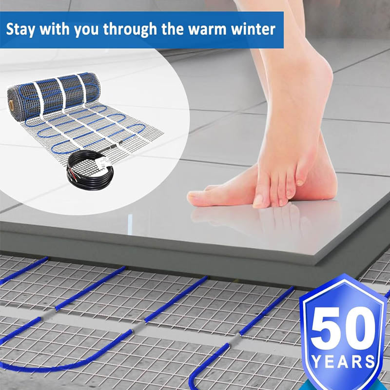 Floor Heating Mat 20 Sq. ft 120 V Electric Radiant Floor Heating System for Under Stone Upgraded Thermostat