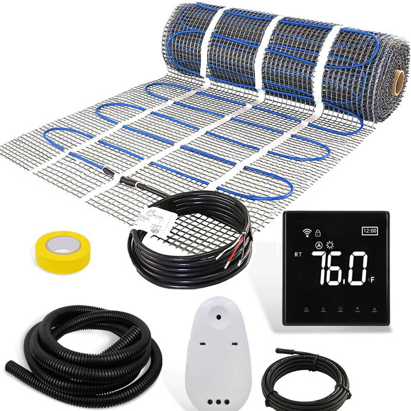 10 Sqft Floor Heating Mat 120 V Electric Radiant Floor Heating System for Under Stone Upgraded Thermostat