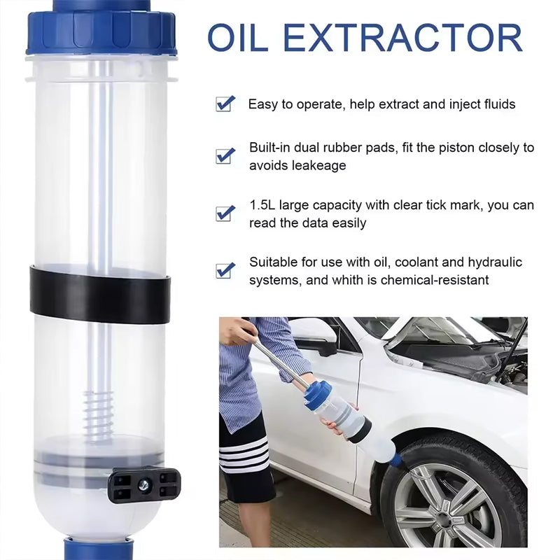 Automotive Fluid Extractor Pump Oil Change Syringe With Hose Manual Fuel Suction & Filler Fluid Oil Change Evacuator