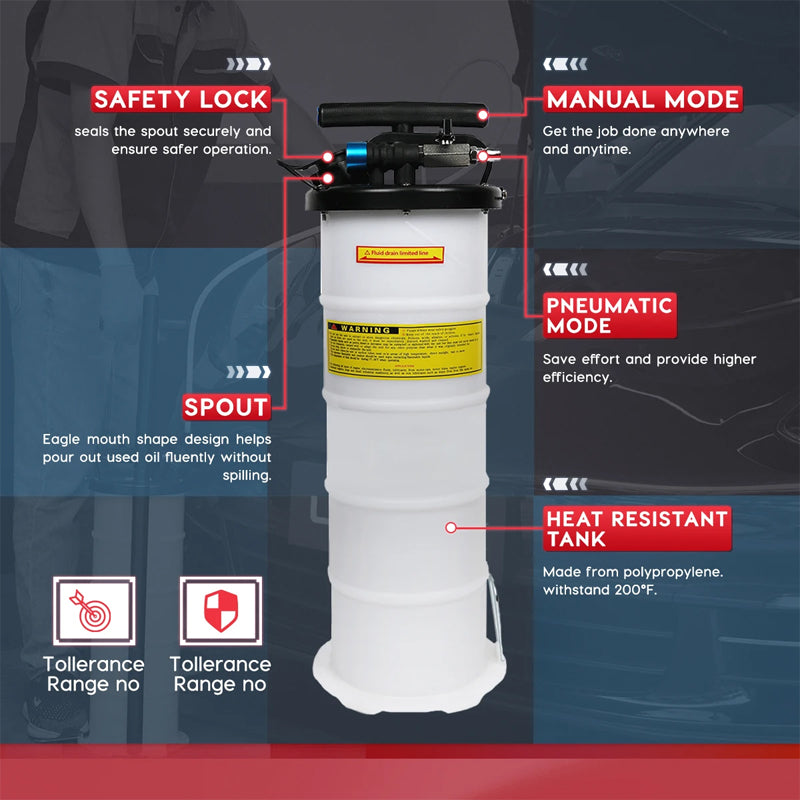 Pneumatic/Manual 6.5L Oil Extractor Pump Oil Changer Fluid Evacuator Vacuum Extraction Pump Engine Oil Brake Water