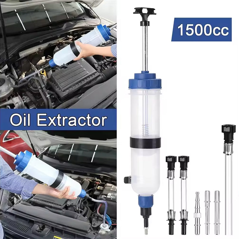 Automotive Fluid Extractor Pump Oil Change Syringe With Hose Manual Fuel Suction & Filler Fluid Oil Change Evacuator