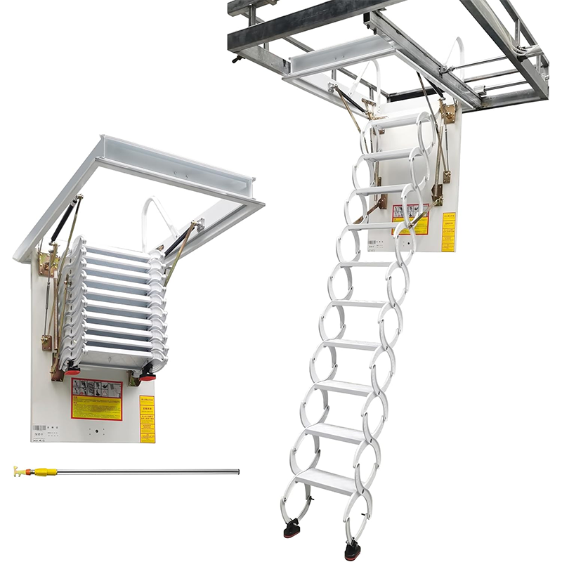 Folding Loft Ladder Attic Ceiling Ladder Retractable Attic Folding Telescopic Ladder Attic Ladder Attic Ladder Drop Down Ceiling Attic Steps Install Folding Ladder Maximum Height 10.5ft 27.6x47.2 Inches White