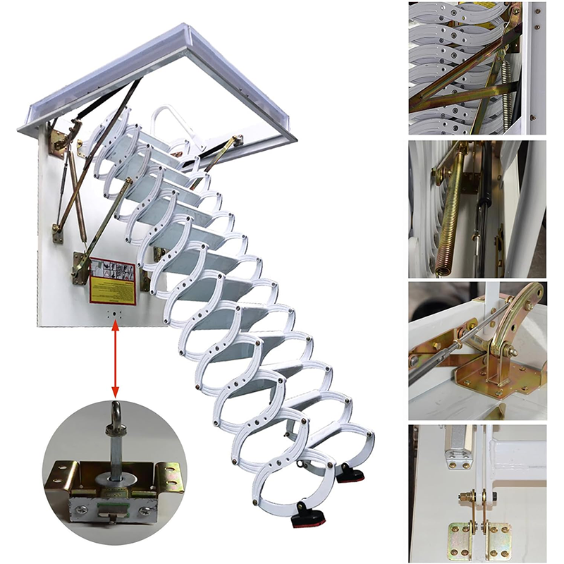 Folding Loft Ladder Attic Ceiling Ladder Retractable Attic Folding Telescopic Ladder Attic Ladder Attic Ladder Drop Down Ceiling Attic Steps Install Folding Ladder Maximum Height 10.5ft 27.6x47.2 Inches White