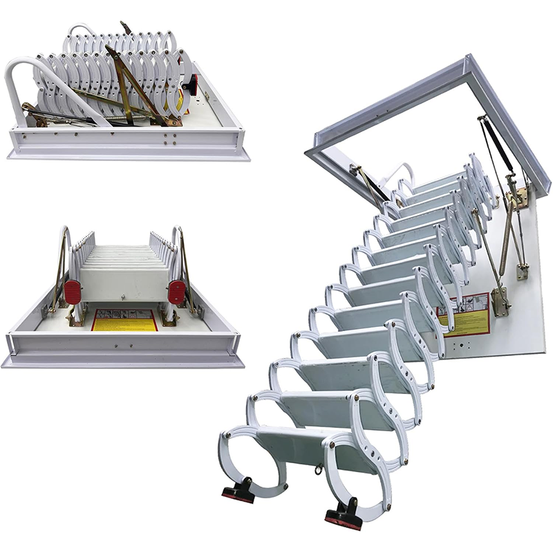 Folding Loft Ladder Attic Ceiling Ladder Retractable Attic Folding Telescopic Ladder Attic Ladder Attic Ladder Drop Down Ceiling Attic Steps Install Folding Ladder Maximum Height 10.5ft 27.6x47.2 Inches White