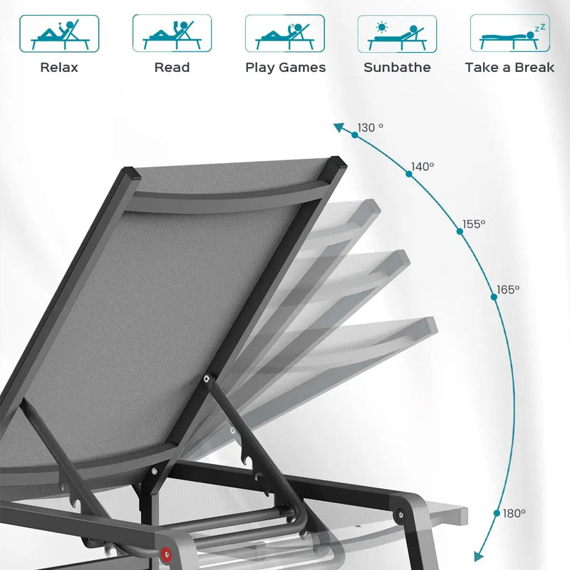 Outdoor Pool Patio Furniture Pool Sunbed Lounge Bed Aluminum Waterproof Commercial Patio Chaise Lounge Chair