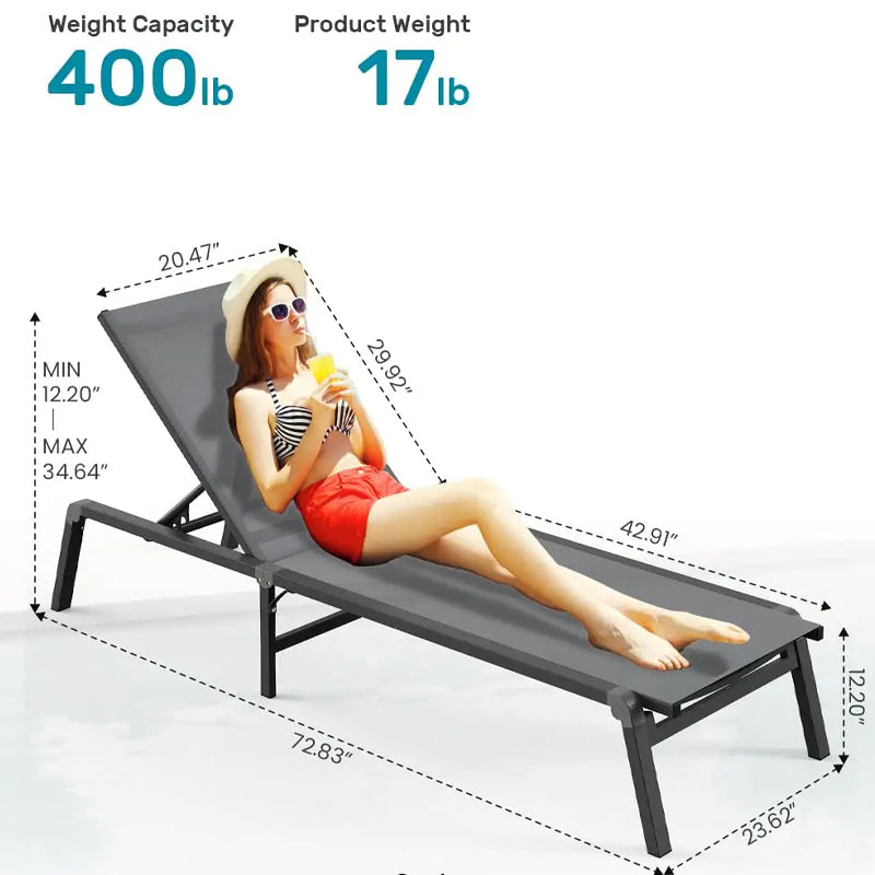 Outdoor Pool Patio Furniture Pool Sunbed Lounge Bed Aluminum Waterproof Commercial Patio Chaise Lounge Chair