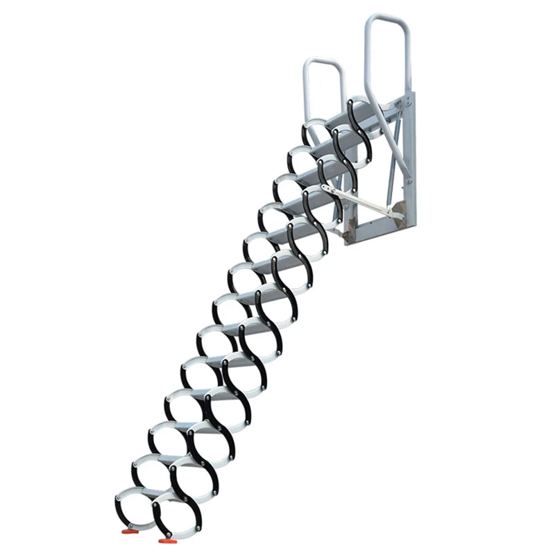 Attic Aluminum Telescopic Ladder Home Loft Step-Ladder Pull Down Folding Stairs With Handrails Height 3M 9.84ft
