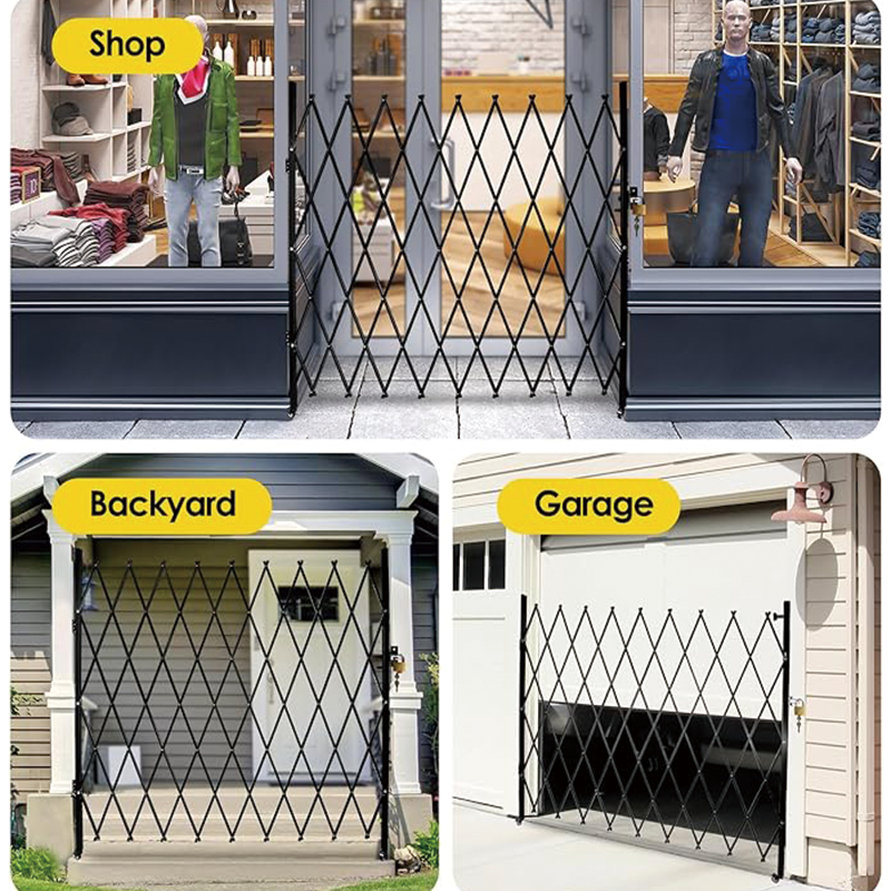 Single Folding Security Gate, 7.1' H x 7.1' W (85 x 85 inch)Folding Door Gate,Steel Accordion Design, Expandable Security Barrier, Lockable Garden Gate,Pet-Friendly Garage Fence