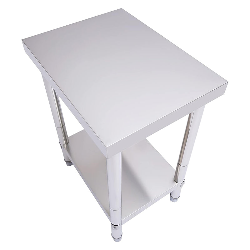 24 x 18'' 2 Tier Stainless Steel Food Table for Prep & Work Commercial Heavy Duty Worktable Utility Table with Foot Covers for Restaurant Home