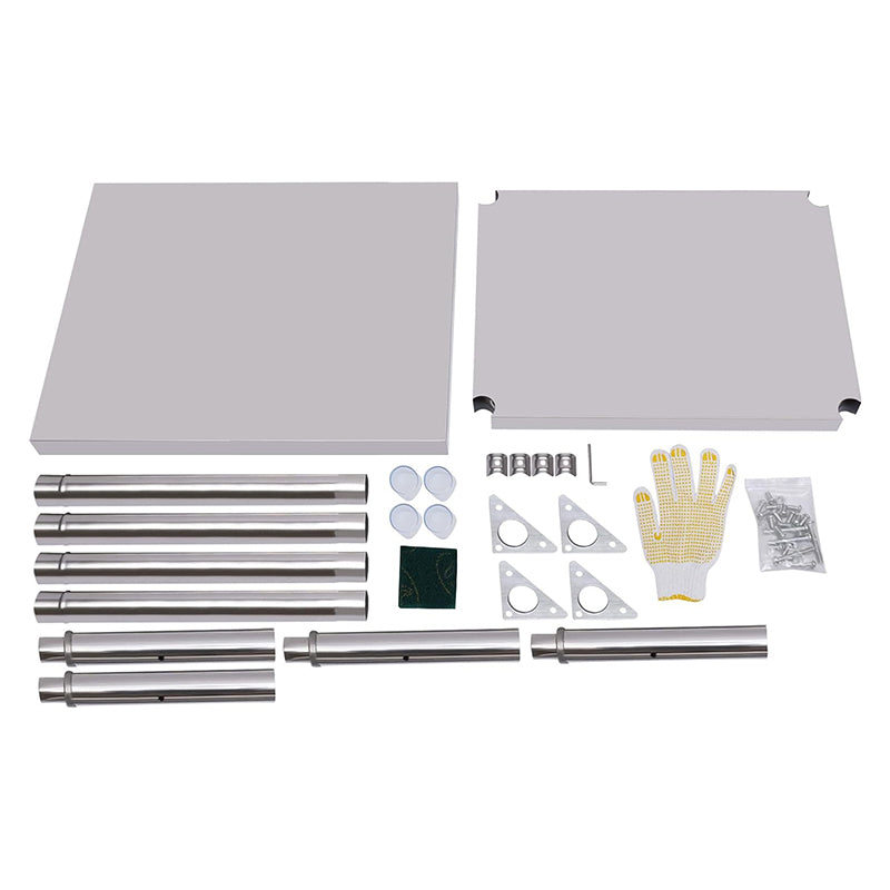 24 x 18'' 2 Tier Stainless Steel Food Table for Prep & Work Commercial Heavy Duty Worktable Utility Table with Foot Covers for Restaurant Home