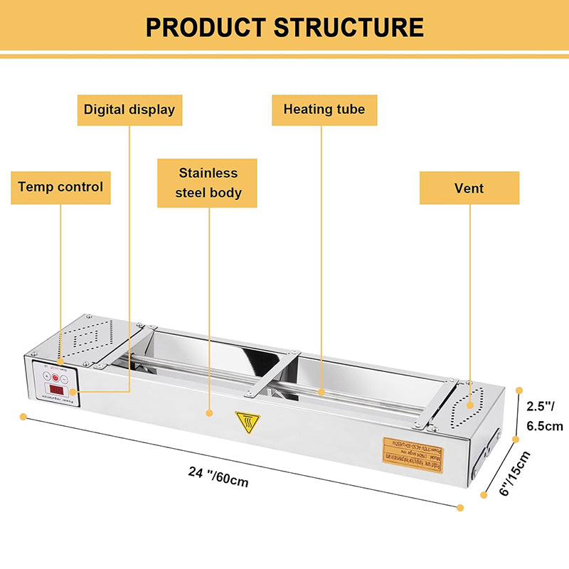 24” 650W Food Heat Lamp Strip Heater Commercial Food Warmer Food Heating Lamp Electric Food Warmer with Cord & Plug