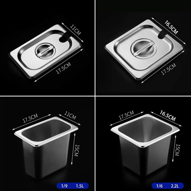 Stainless Steel Commercial Food Pan & Retractable Holder, Condiment Server Tray Station With Serving Spoons