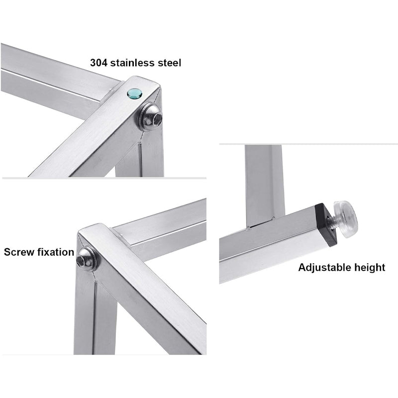 Stainless Steel Commercial Food Pan & Retractable Holder, Condiment Server Tray Station With Serving Spoons