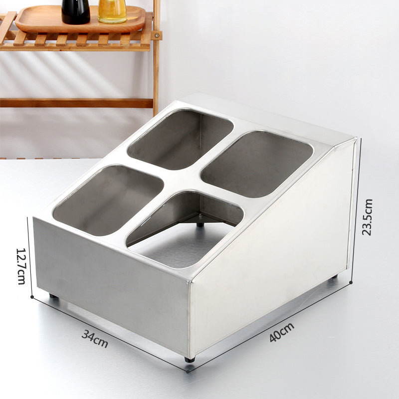 Kitchen Condiment Jars 4pc Stainless Steel Spice Rack Restaurant Food Container Rack