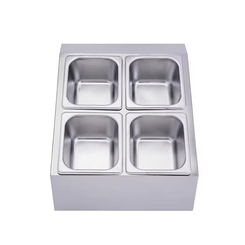 Kitchen Condiment Jars 4pc Stainless Steel Spice Rack Restaurant Food Container Rack