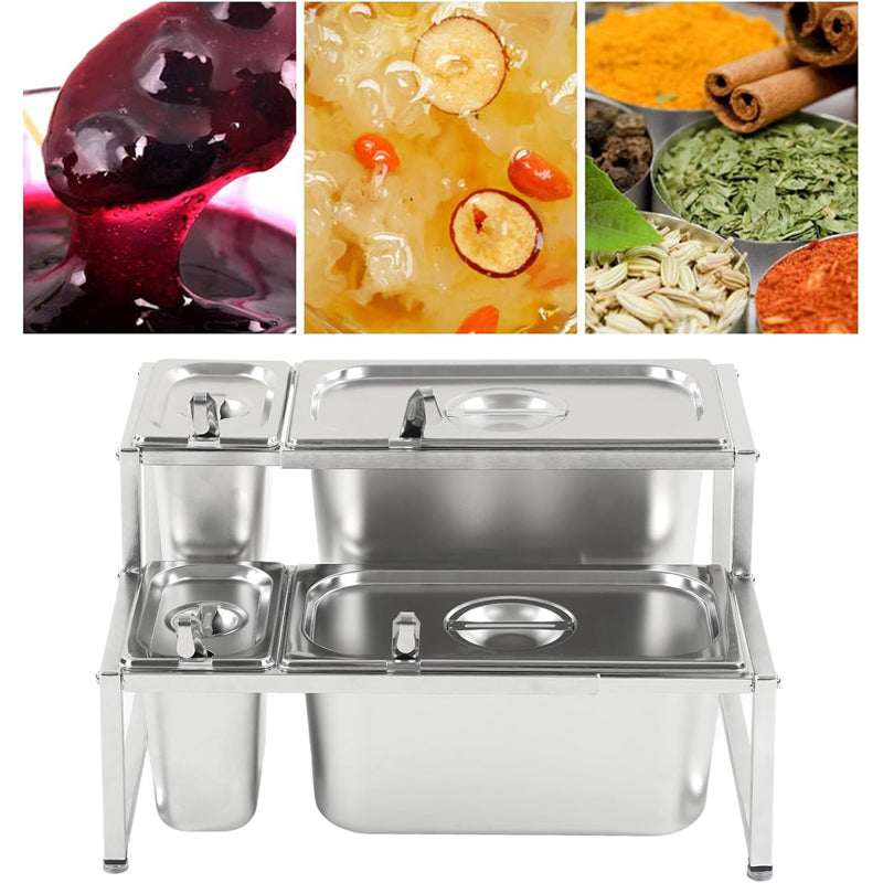 Spice Container Box Rack Double Layer Stainless Steel Retractable Seasoning Jam Holder For Kitchen Supplies | Space Saving