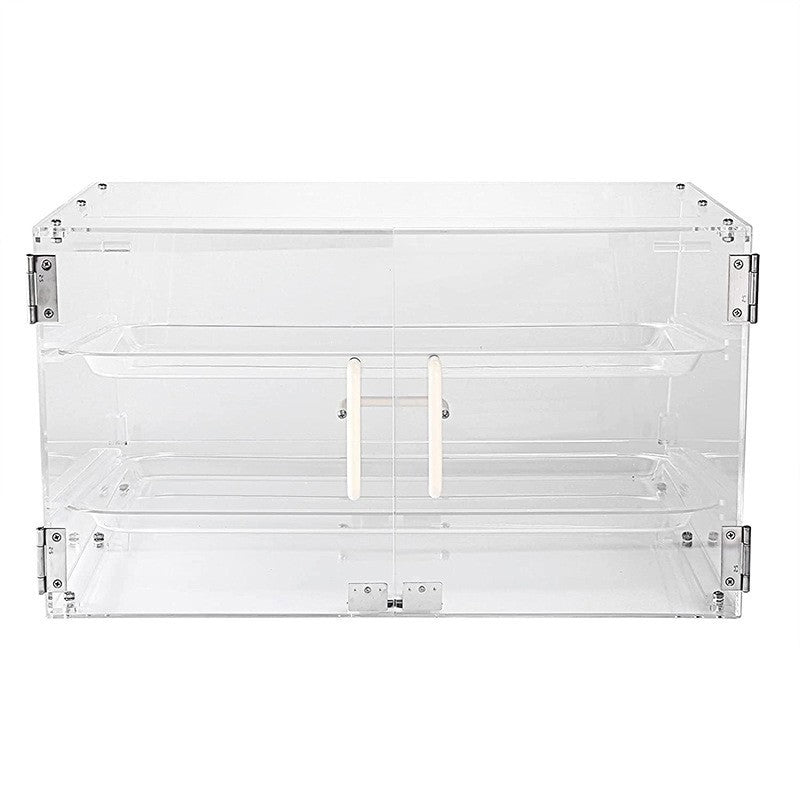 Acrylic 2-Layer Bread Box With Front And Rear Doors With Locks, Cake Dessert Cabinet, Bakery Storage Bread Box