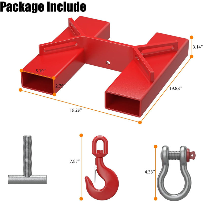 Forklift Lifting Hook With Red Powder Coating, Forklift Lift Hoist Forklift Mobile Crane With Swivel Hook, 6600 Lbs Capacity