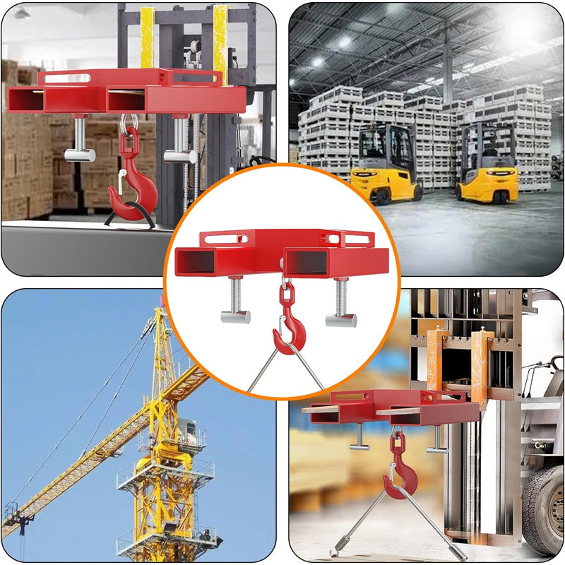 Forklift Lifting Hook With Red Powder Coating, Forklift Lift Hoist Forklift Mobile Crane With Swivel Hook, 6600 Lbs Capacity
